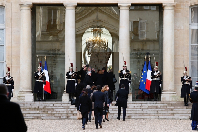 Le Premier ministre français Edouard Philippe et ses ministres arrivent à l'Elysée, le 3 janvier 2018