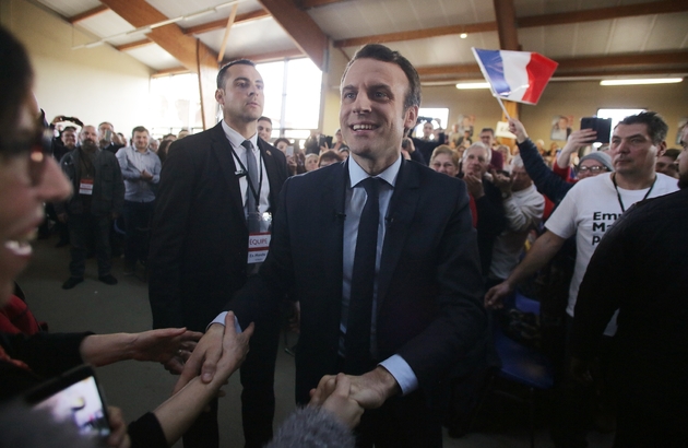 Emmanuel Macron lors d'un meeting le 25 février 2017 à Saint-Priest-Taurion