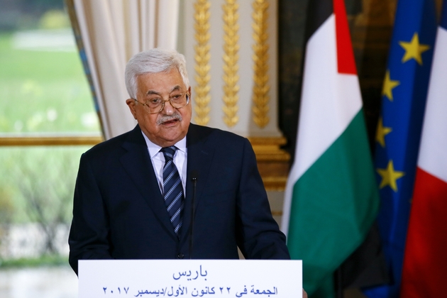 Le président palestinien Mahmoud Abbas, lors d'une conférence de presse à l'Elysée, le 22 décembre 2017