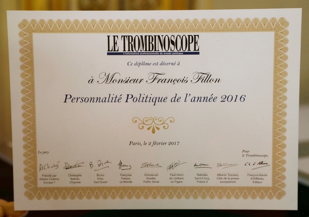 François Fillon s'est vu cette semaine décerner le  Trombinoscope, prix de la Personnalité politique de l'année, qui récompense chaque année 