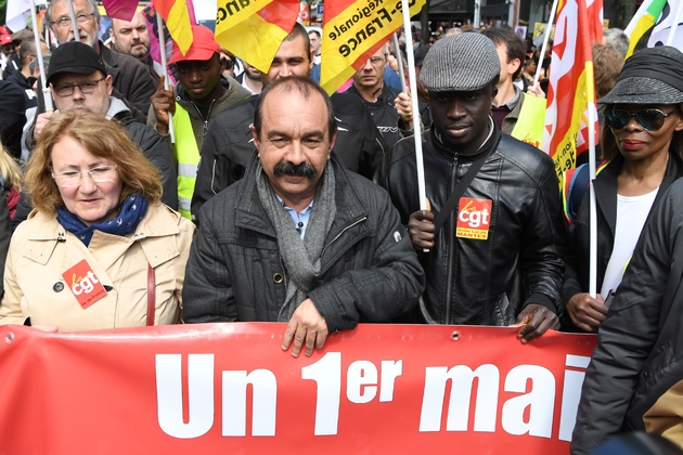 Le secrétaire général de la CGT Philippe Martinez le 1er mai 2018 à Paris 