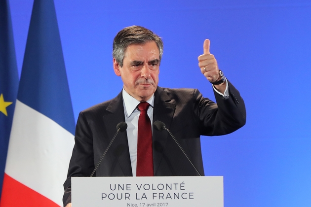 Le candidat du parti Les Républicains à la présidentielle, François Fillon, lors d'un meeting à Nice, le 17 avril 2017
