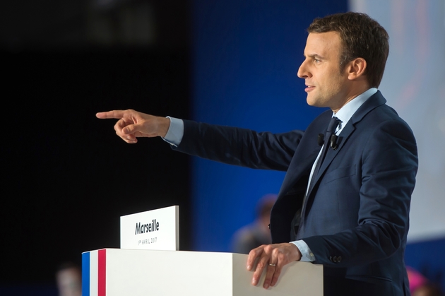 Le candidat d'En Marche! à la présidentielle Emmanuel Macron, lors d'une réunion publique à Marseille, le 1er avril 2017