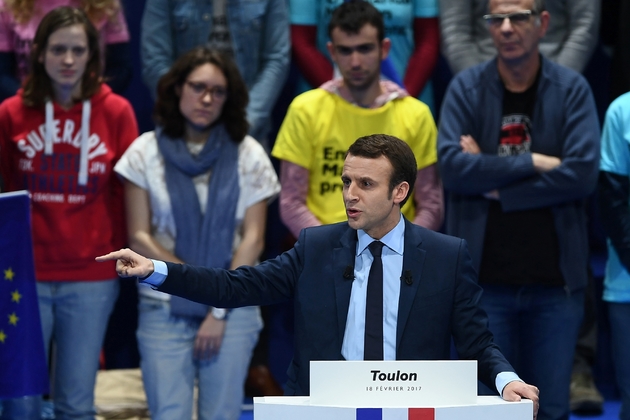 Emmanuel Macron, candidat du mouvement En Marche! à la présidentielle, le 18 février 2017 à Toulon