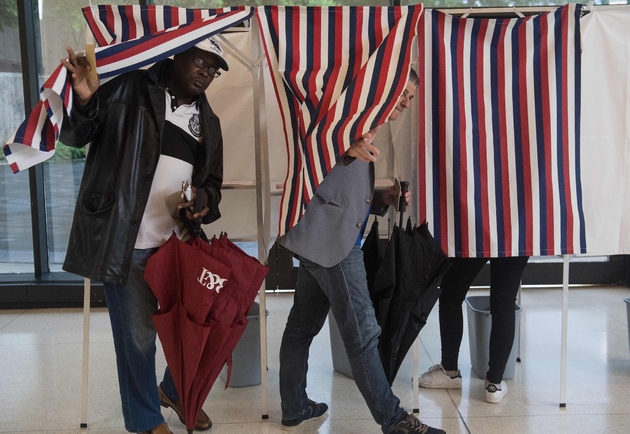 Des Français votent à Washington, le 6 mai 2017