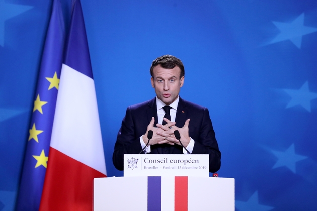 Emmanuel Macron lors d'une conférence de presse à Bruxelles le 13 décembre 2019
