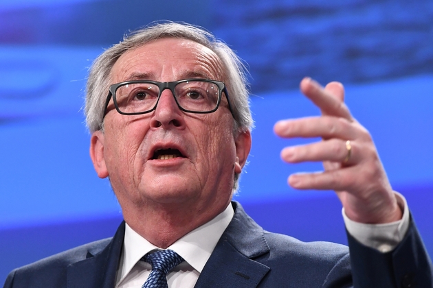 Le Luxembourgeois Jean-Claude Juncker prononce un discours à la Commission européenne, à Bruxelles, le 14 février 2018