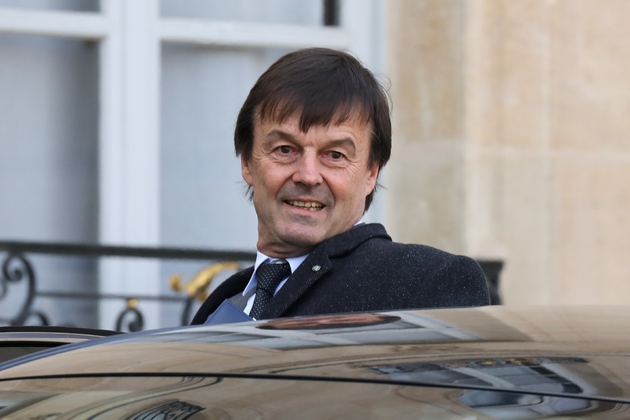 Le ministre de l'Ecologie Nicolas Hulot quitte l'Elysée, le 8 février 2018