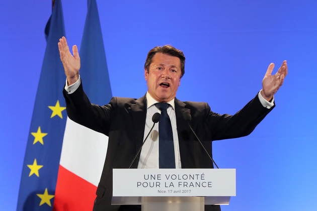 Le président de la région Provence-Alpes-Côte d'Azur Christian Estrosi lors d'un meeting de campagne du candidat du parti Les Républicains à la présidentielle François Fillon, à Nice, le 17 avril 2017