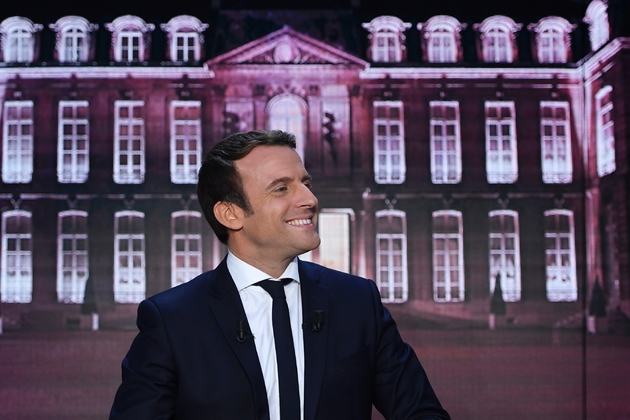 Emmanuel Macron sur le plateau de TF1, le 27 avril 2017