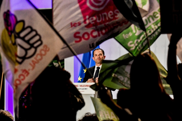 Benoît Hamon au cours d'un meeting à Villeurbanne, le 11 avril 2017