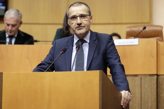 Jean-Guy Talamoni à l'assemblée de Corse à Ajaccio, le 2 janvier 2018