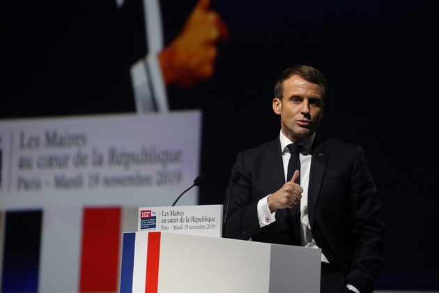 Emmanuel Macron au 102e Congrès des maires de France à Paris le 19 novembre 2019