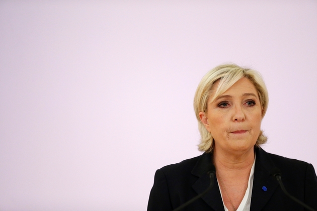 La candidate du Front national à l'élection présidentielle Marine Le Pen, lors d'une conférence de presse à Paris, le 10 avril 2017