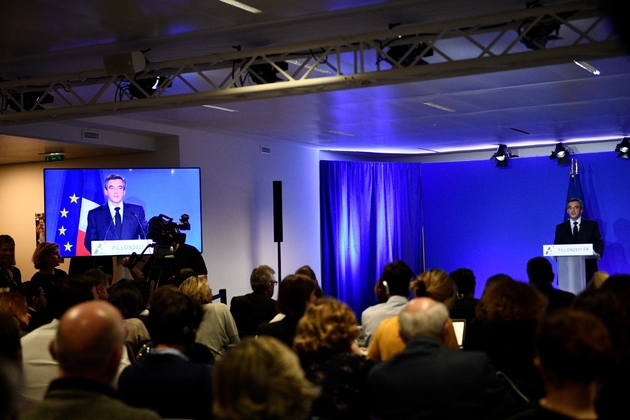 Le candidat LR à la présidentielle François Fillon, le 6 février 2017, lors de sa conférence de presse à Paris