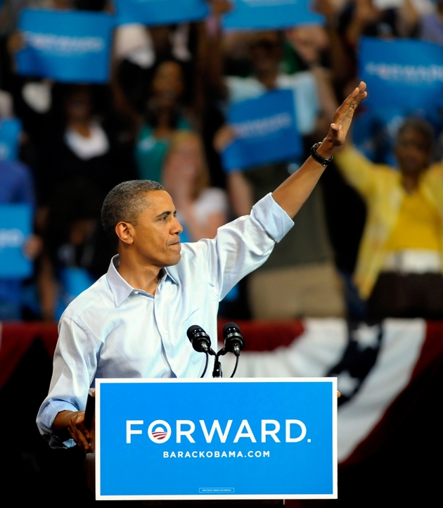 Barack Obama lors d'un meeting électoral à la Virginia Commonwealth University le 5 mai 2012 