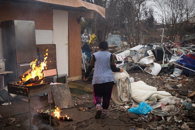 Un camp de Roms le 19 décembre 2014 à Ivry-sur-Seine