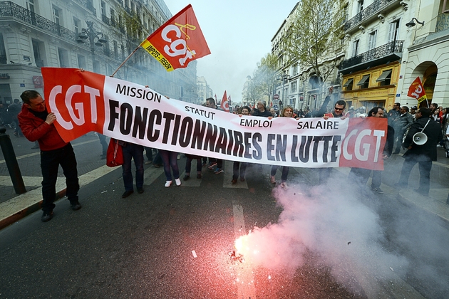 Manifestation de fonctionnaires à Marseille, le 31 mars 2016, contre le projet de réforme du travail