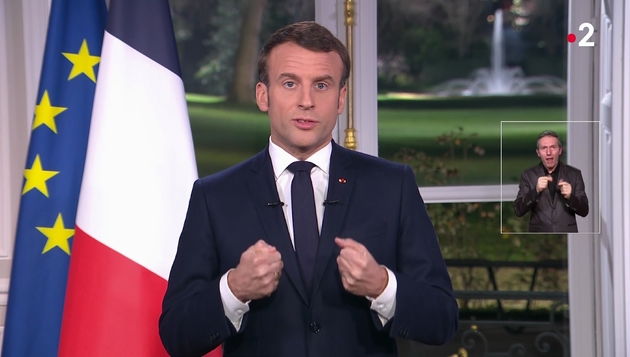 Le président Emmanuel Macron lors de ses voeux à l'Elysée le 31 décembre 2019