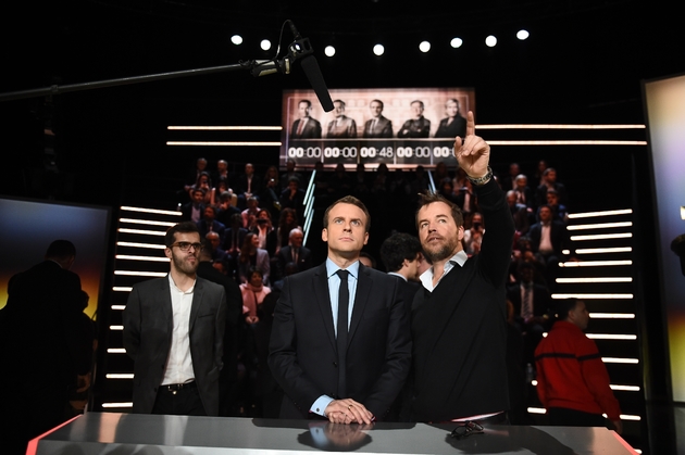 Emmanuel Macron lors du premier débat avant la présidentielle à Aubervilliers, près de Paris, le 20 mars 2017