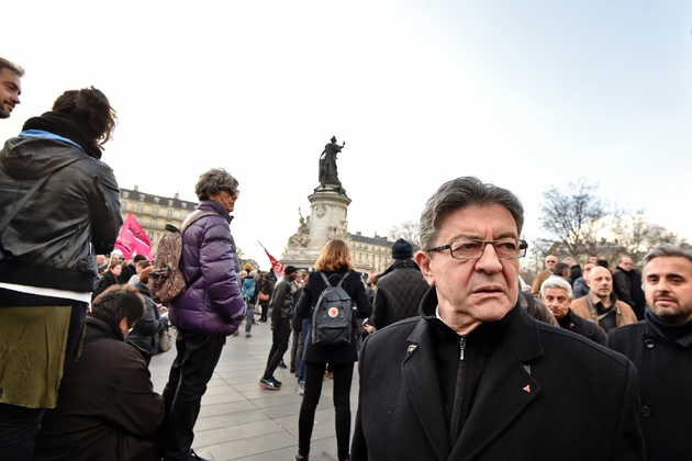Jean-Luc Melenchon, le 18 février 2017 à Paris lors d'une manifestation contre les violences policières 