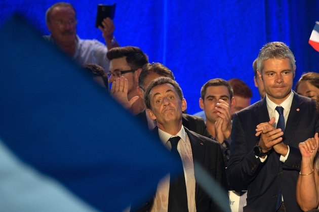 Nicolas Sarkozy, avec à ses côtés Laurent Wauquiez, lors d'un metting à Châteaurenard en août 2016