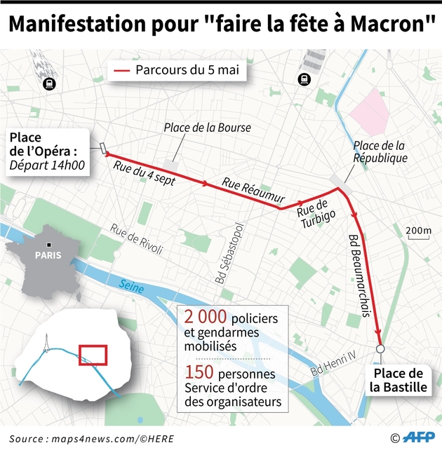 Carte du parcours de la Manifestation pour 