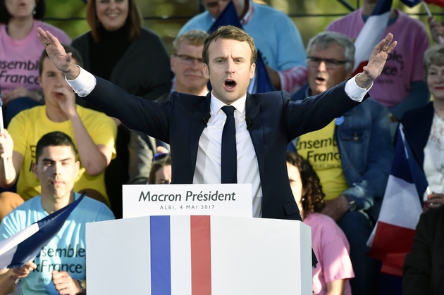 Emmanuel Macron lors d'un meeting à Albi, le 4 mai 2017